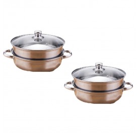 OSUKI Japan High Quality Double Layer Stainless Steel Steam Pot (x2)