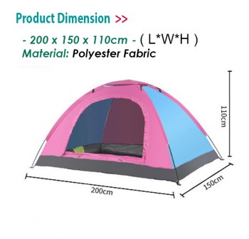 OSUKI Camping Tent 2-3 Person Automatic Rapid With Door 1 Window (Blue)